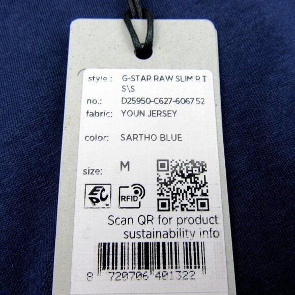 G-Star Raw Blue Graphic Script Short Sleeve T-Shirt Mens Size Medium Tee NEW - Picture 9 of 12